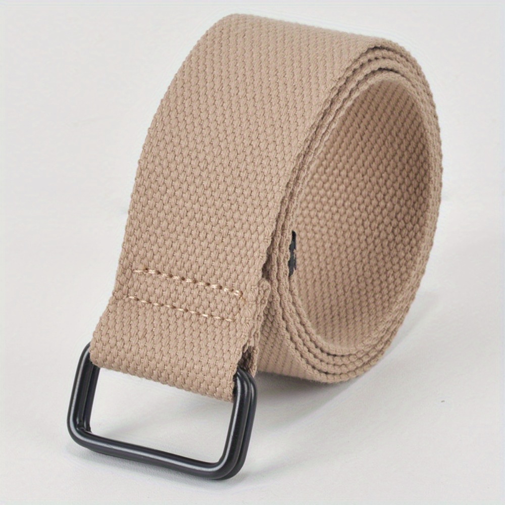 Stylish Canvas Belt with Double Ring Buckle